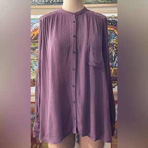 Free People plum crocheted ls blouse size medium